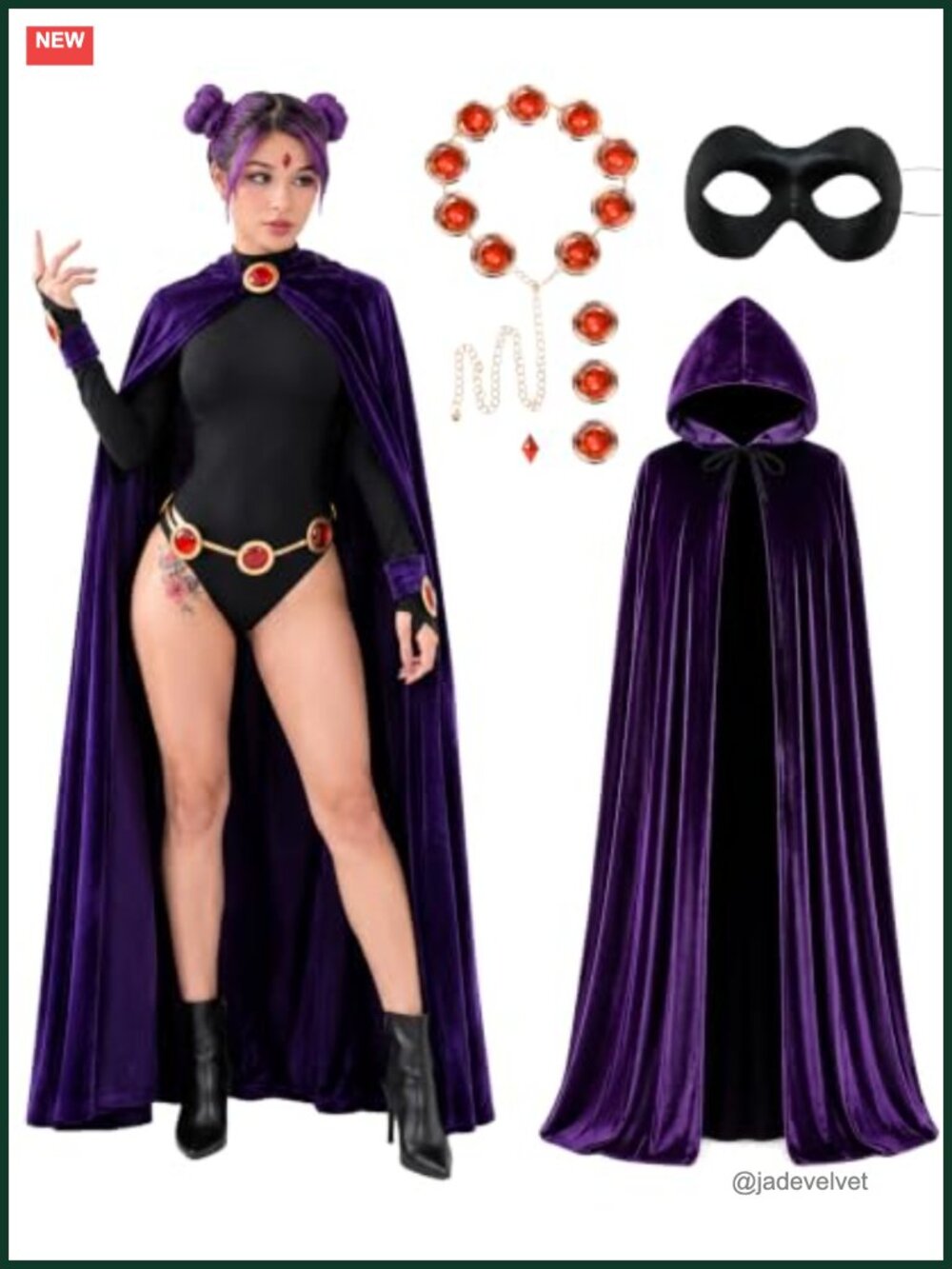 Hooded Velvet Cape Cloak Costume Cosplay Role Play Standard